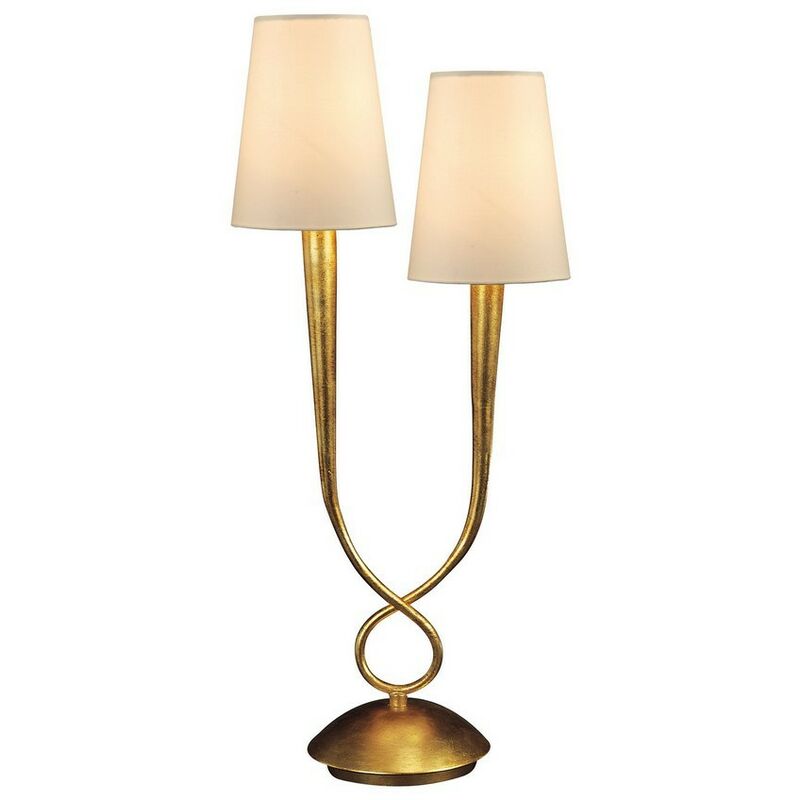 Image of Inspired Mantra - Paola - Lampada da tavolo 2 luci E14, verniciata oro con sfumature crema