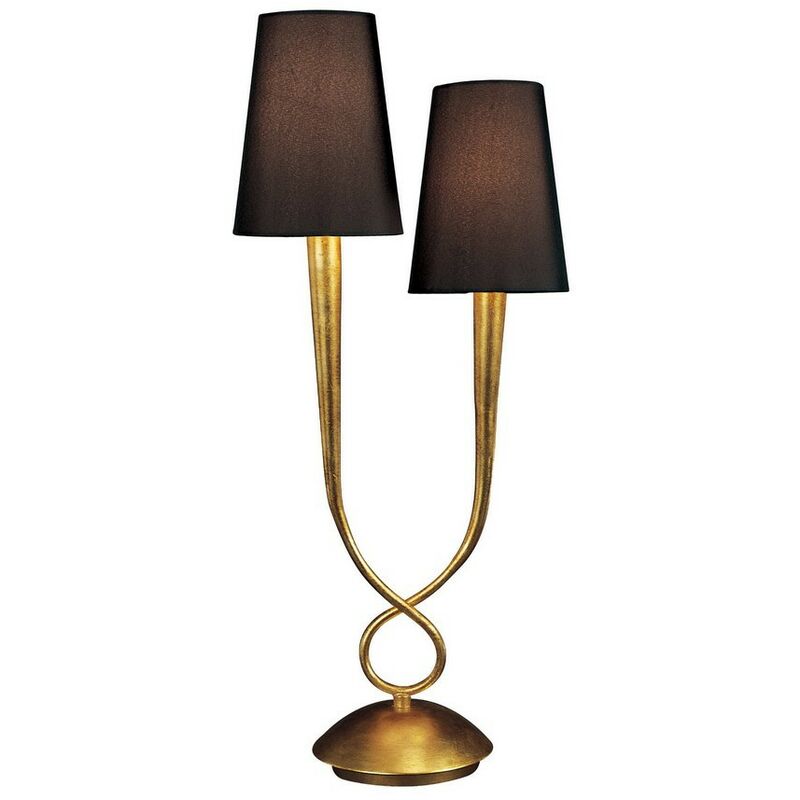 Image of Inspired Mantra - Paola - Lampada da tavolo 2 luci E14, verniciata oro con sfumature nere