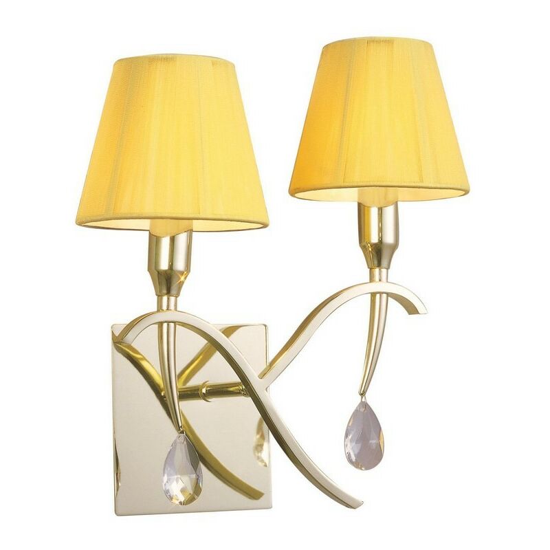 Image of Inspired Mantra - Siena pb - Lampada da parete Switched 2 luci E14, in ottone lucido con sfumature crema ambra e cristallo trasparente
