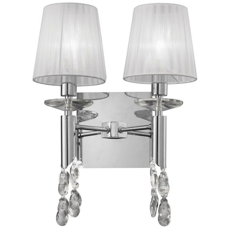 Image of Inspired Lighting - Inspired Mantra - Tiffany - Lampada da parete Switched 2 + 2 luci E14 + G9, cromo lucido con sfumature bianche e cristallo