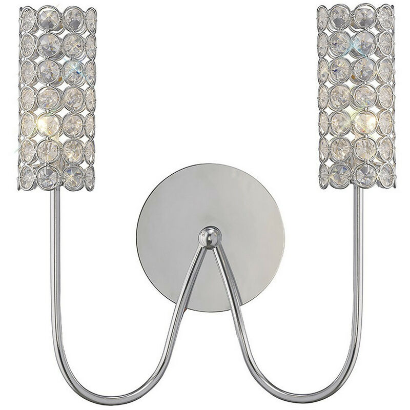 Image of Inspired Lighting - Inspired Martina Lampada da Parete 2 Luci G4 Cromo Lucido/Cristallo, non Compatibile led/cfl