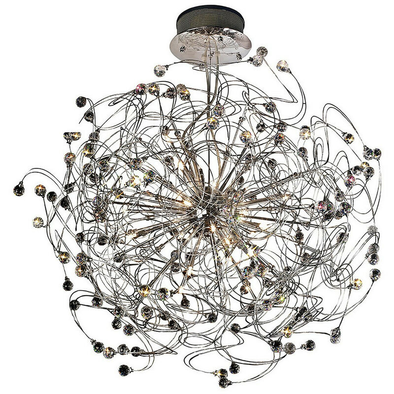 Image of Inspired Lighting - Inspired Messe Lampada a sospensione a 24 luci G4 in cromo lucido/cristallo, non compatibile con led/cfl. Peso articolo: 15,3 kg.