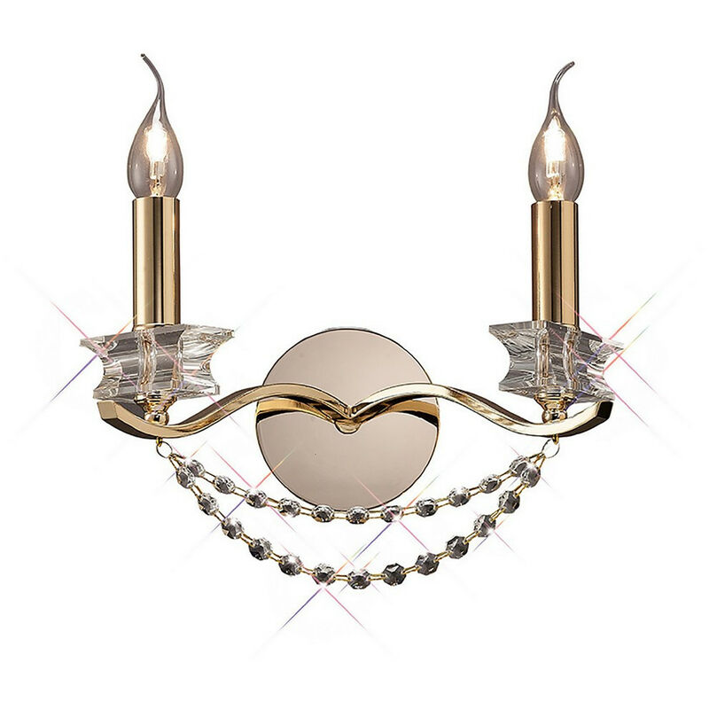 Image of Inspired Lighting - Inspired Nydia Lampada da Parete 2 Luci E14 Oro Francese/Cristallo
