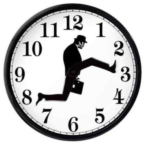 Inspired Silly Walk Wall Clock Creative Silent Mute Clock Wall Art for Home Living (Black White)