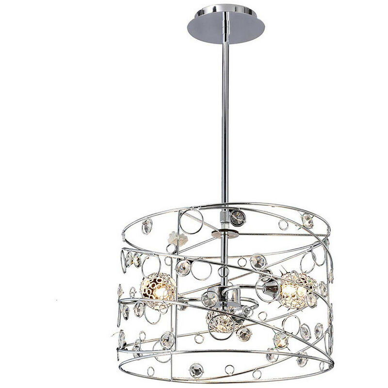 Image of Inspired Lighting - Inspired Sorrento Sospensione Cilindro 3 Luci G9 Cromo Lucido/Cristallo