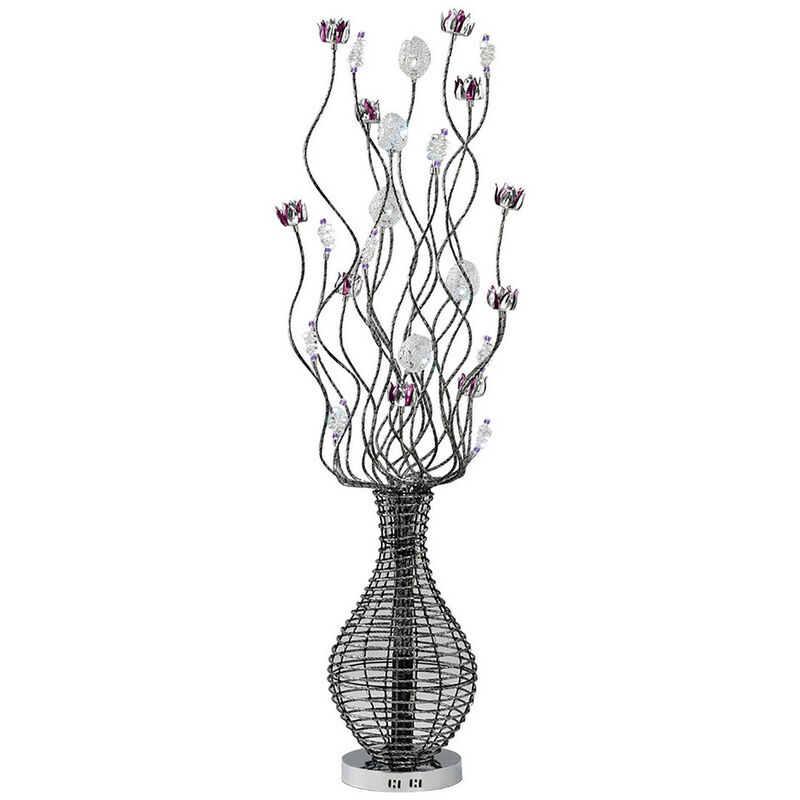 Inspired Lighting - Inspired Viola Aluminium Lampadaire Viola 7 lumières G4 noir/violet/chrome/cristal, non compatible led/cfl