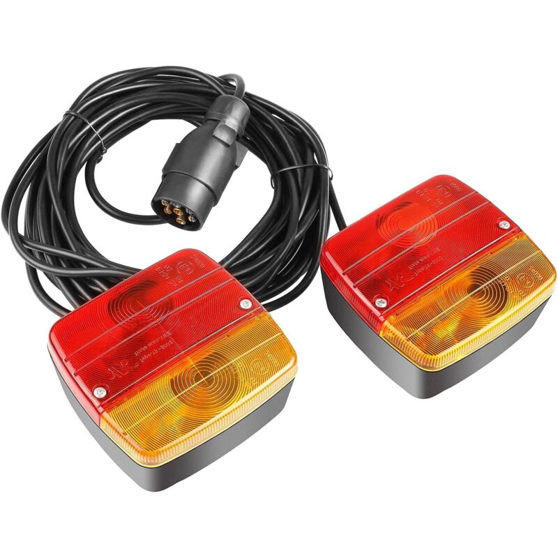 Instalación de luces magnéticas para remolque, cable de 7 m, 7 pines, 12 V, luz trasera de remolque con marca de prueba E para coches, camiones,