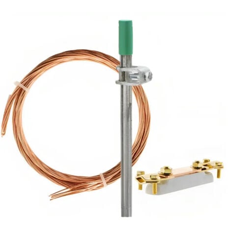 ZENITECH Installationssatz für Erdung, Kupfergeflecht, Erdspieß und Spange