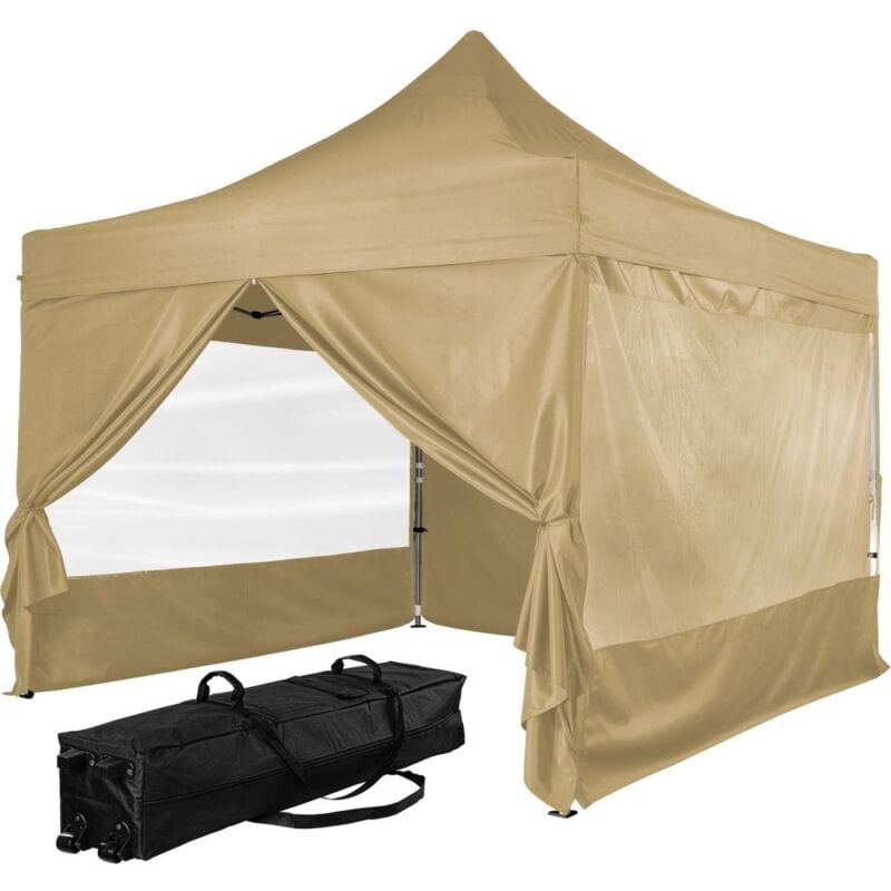 INSTENT® Alu gazebo 3 x 3 m Pro impermeabile protezione UV 50+, champagne con 4 pannelli laterali