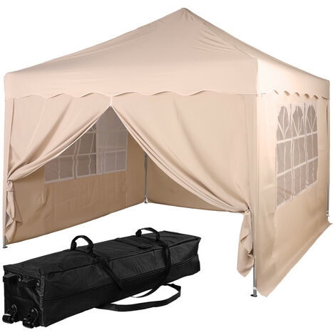 INSTENT Faltpavillon "BASIC" 3x3,Trolley,Stahl,champagne,4ST