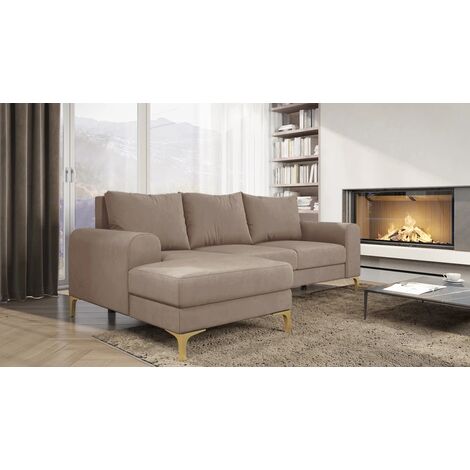 Instra Left Hand Facing Fabric Corner Sofa Bed -  Beige