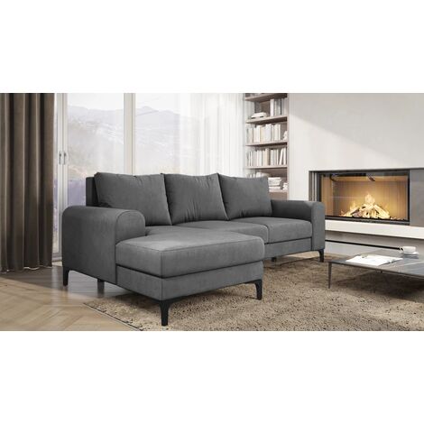 Instra Left Hand Facing Fabric Corner Sofa Bed -  Grey