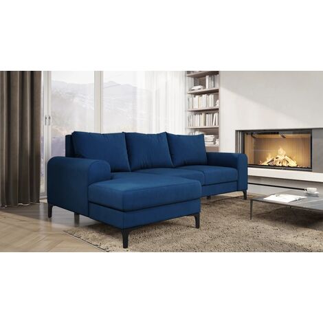 Instra Left Hand Facing Fabric Corner Sofa Bed -  Navy Blue