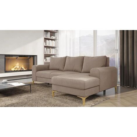 Instra Right Hand Facing Fabric Corner Sofa Bed -  Beige