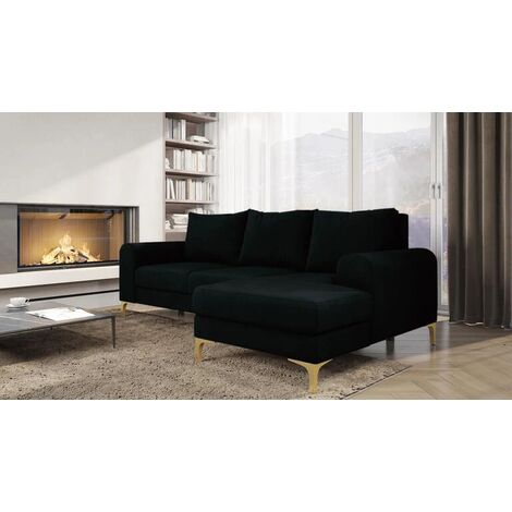 Instra Right Hand Facing Fabric Corner Sofa Bed -  Black