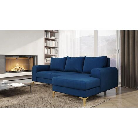 Instra Right Hand Facing Fabric Corner Sofa Bed - Navy Blue