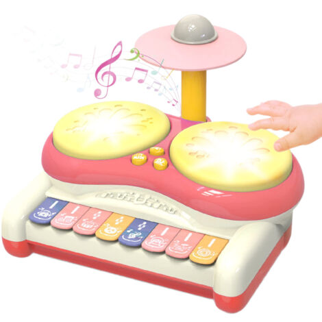 Instrument de percussion lumineux multifonction pour enfants - Développement rythmique et coordination, bords arrondis sécurisés, rose