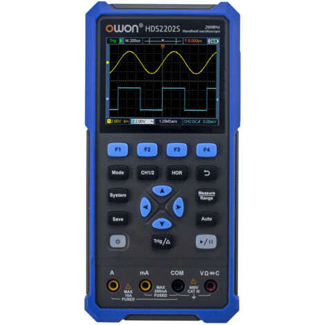 Instrument trois-en-un, oscilloscope + générateur de signal + multimètre, bande passante 200 MHz, véritable RMS 20 000 points, oscilloscope portable double canal, Noir et bleu, prise UE