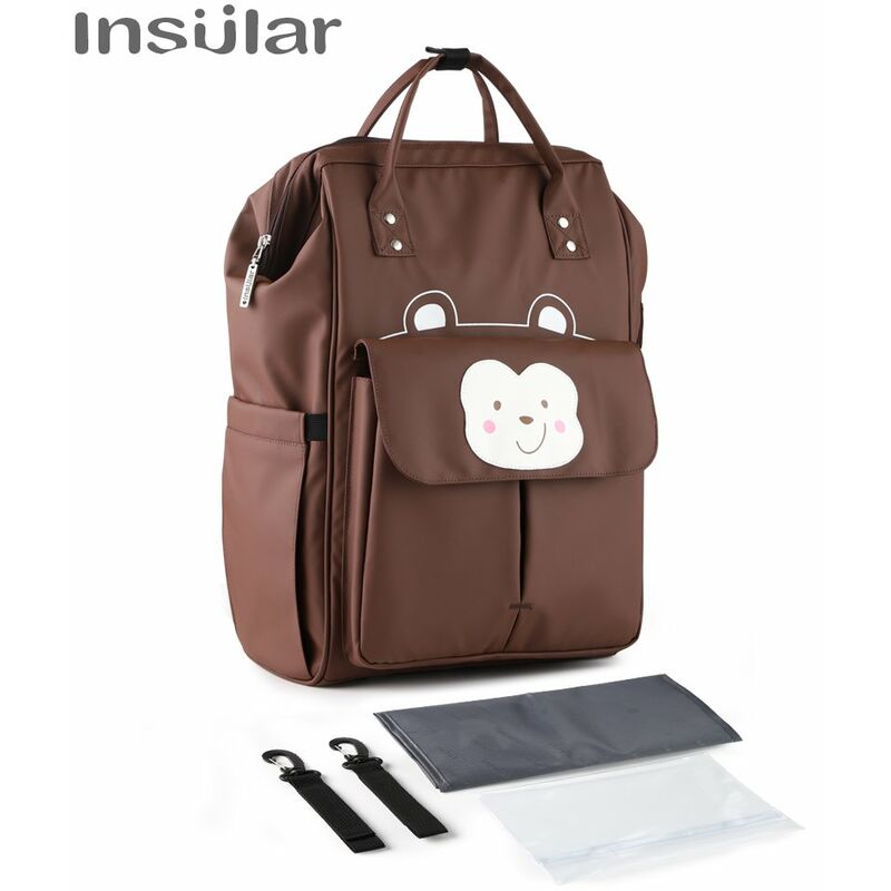

Insular Mommy Bag Mochila de gran capacidad Bolsas de bebe impermeables Bolsa de panales con cambiador Cochecito Bolsa de almacenamiento con correa
