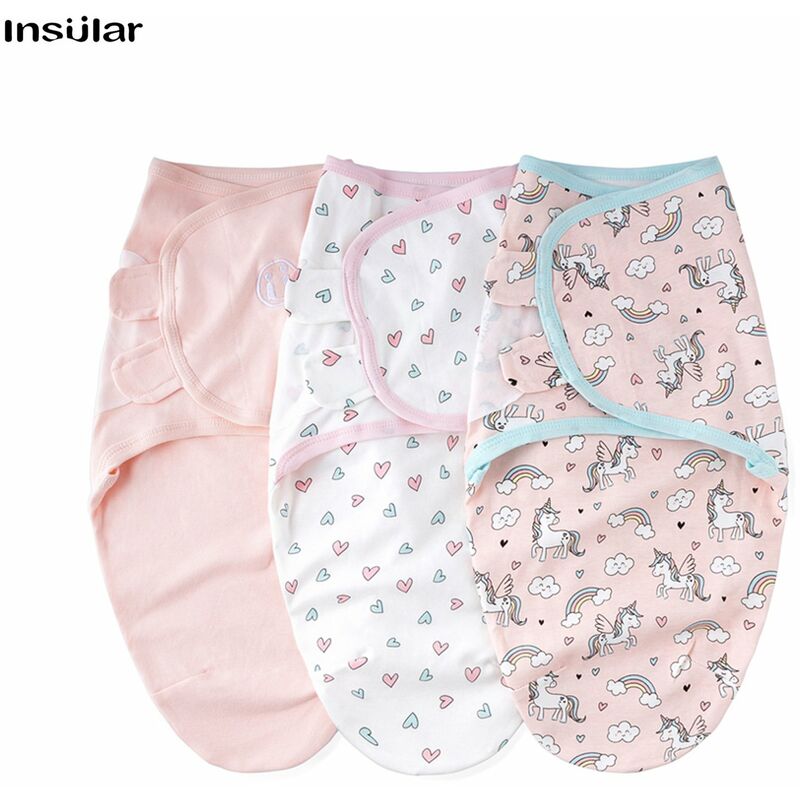 

SU3007 3PCS Baby Swaddle Wrap Manta Manta de dormir infantil de algodon suave con lindo patron de dibujos animados para bebes recien nacidos Ninos