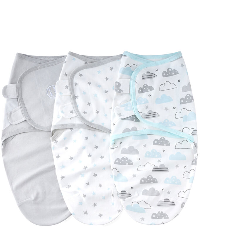 

SU3007 3PCS Baby Swaddle Wrap Manta Manta de dormir infantil de algodon suave con lindo patron de nubes para bebes recien nacidos Ninos Ninas, Nube,