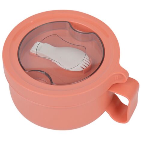 Insulated Bowl Leakage Proof 304 Stainless Steel Interior Thermal Soup Bowl with Handle for Noodle Bento 850ml Orange