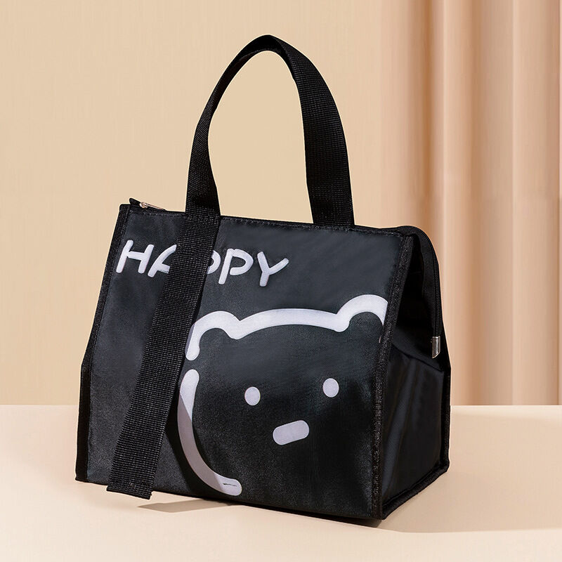 Linghhang - Insulated Lunch Bag (Black Bear), Large Capacity Lunch Bag, Waterproof Insulated Lunch Bag, Kids School Lunch Bag, Women School Lunch