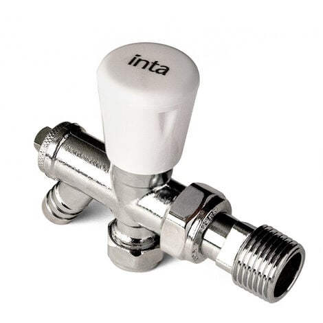 INTATEC Inta 10mm Straight Manual Radiator Valve with Drain-Off Tail - MRV10DO