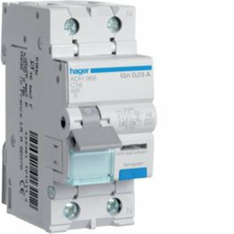 

Interruptor automatico diferencial superinmunizado Hager 1P+N 25A 30mA HI terciario ADH975