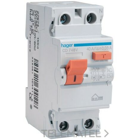 Int.diferencial 2P 25A 30mA tipo AC viv. HAGER CD728V