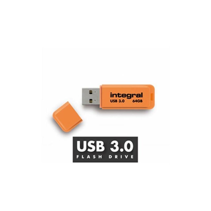 

32GB USB3.0 DRIVE NEON ORANGE UP TO R-100 W-30 MBS unidad flash USB USB tipo A 3.2 Gen 1 (3.1 Gen 1) Naranja - Integral