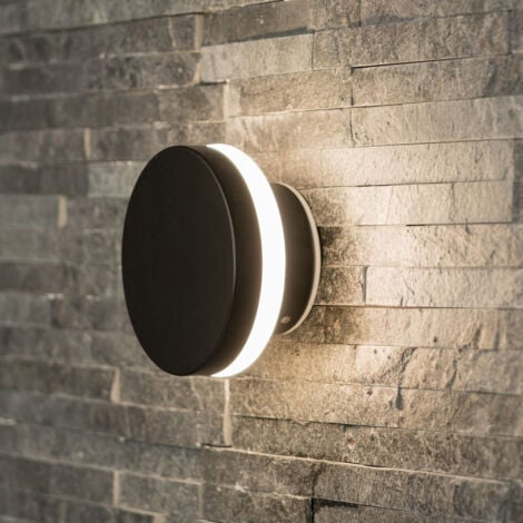 VALUELIGHTS Integrated LED Wall Light Fitting Black Backlit Circle Indoor Outdoor Lighting IP44