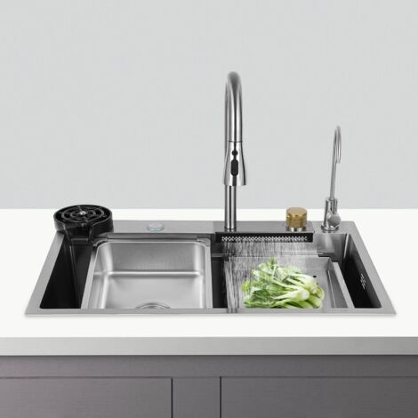 Integrierte Edelstahl Küchenspüle Wasserfall-Barspüle mit abnehmbarem Wasserhahn