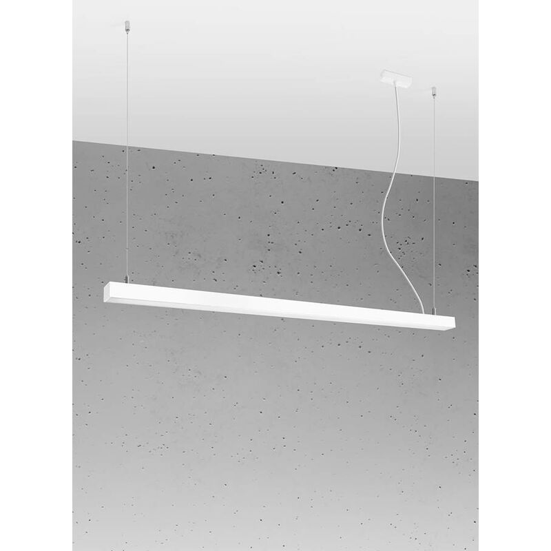 Image of Sollux - Integrierte led 145cm Linear Straight Bar Pendelleuchte Weiß 4000K Lampada a sospensione lineare a barra dritta a led da 145 cm integrata
