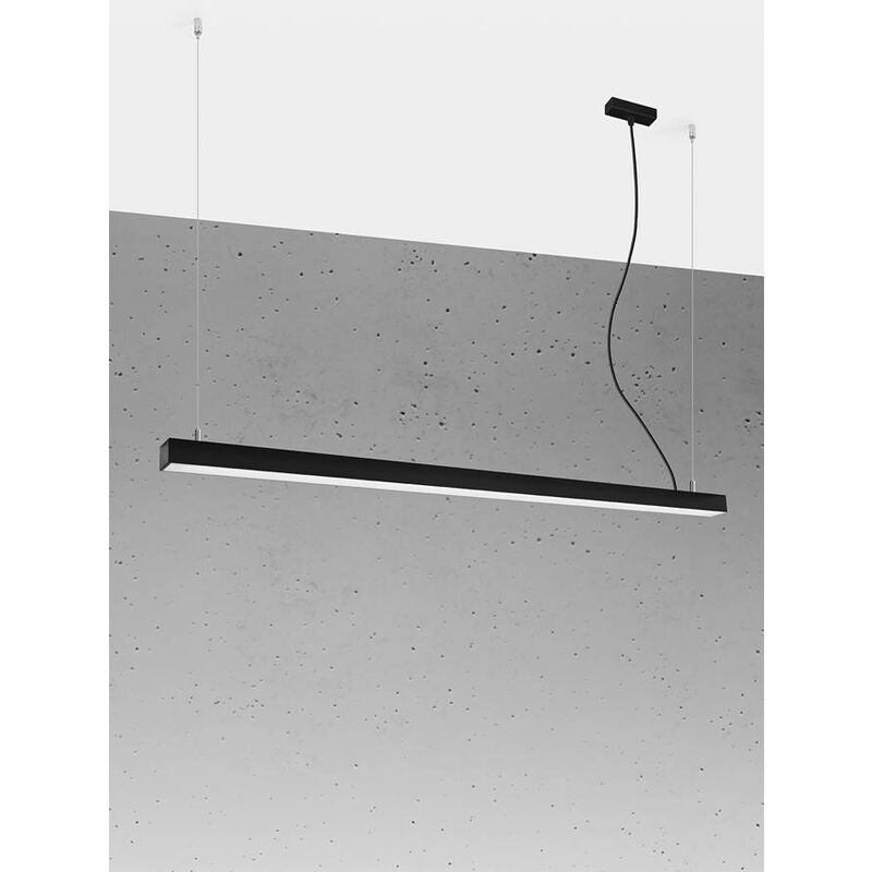 Image of Sollux - Integrierte led 145cm Linear Straight Bar Pendelleuchte Schwarz 4000K Lampada a sospensione lineare a barra diritta a led integrata da 145