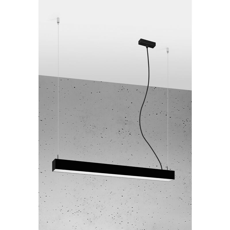Image of Integrierte led 65cm Linear Straight Bar Pendelleuchte Schwarz 4000K Lampada a sospensione lineare a barra dritta a led da 65 cm integrata nera 4000K