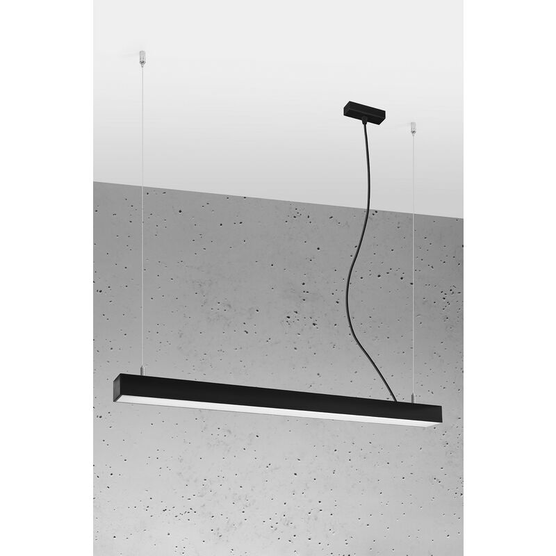Image of Integrierte led 95cm Linear Straight Bar Pendelleuchte Schwarz 4000K Lampada a sospensione lineare a barra dritta a led da 95 cm integrata nera 4000K
