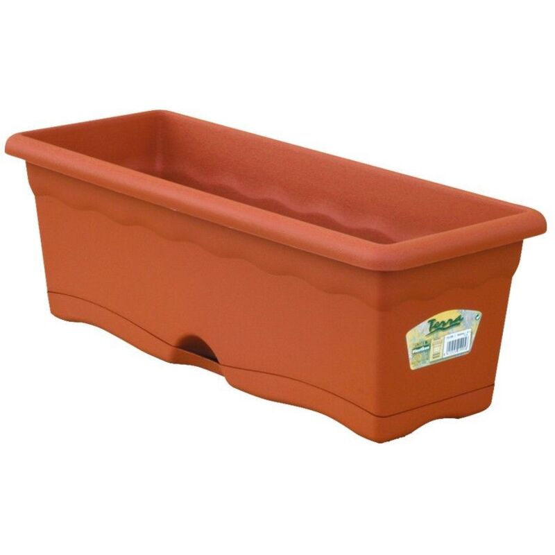 Plastiken - Pflanzgefäß Mit Integriertem Terrakottafarbenem Untersetzer 60x20cm