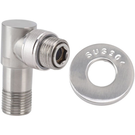 Integriertes Absperrventil, 1 Einlass, 2 Auslässe, G1/2 aus Edelstahl 304, automatisches WC-Ventil, Eckventil mit automatischer Absperrung.