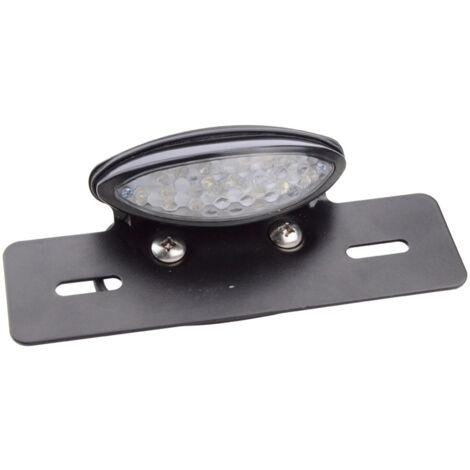 Integriertes LED-Motorradrücklicht mit getönter Linse und weißem Gehäuse, inklusive Bremslicht und Kennzeichenbeleuchtung, kompatibel mit Rollern/Motorrädern/Motocross-Maschinen.