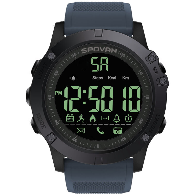 

Inteligente al aire libre Deportes de reloj digital para los hombres con podometro Reloj de pulsera para iOS y Android 50M impermeable azul PR1-1