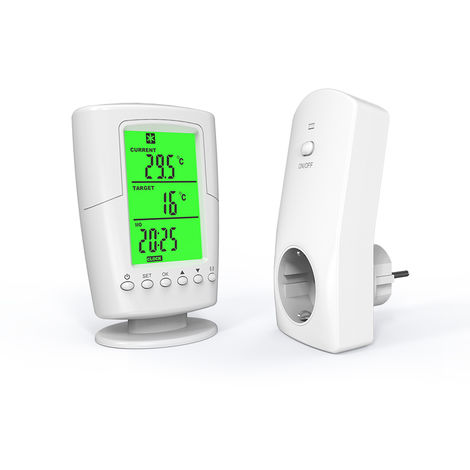 Inteligente programable remoto inalambrico termostato + enchufe en la toma Calefaccion Refrigeracion programa de temperatura Controller - AC220V-240V 16A
