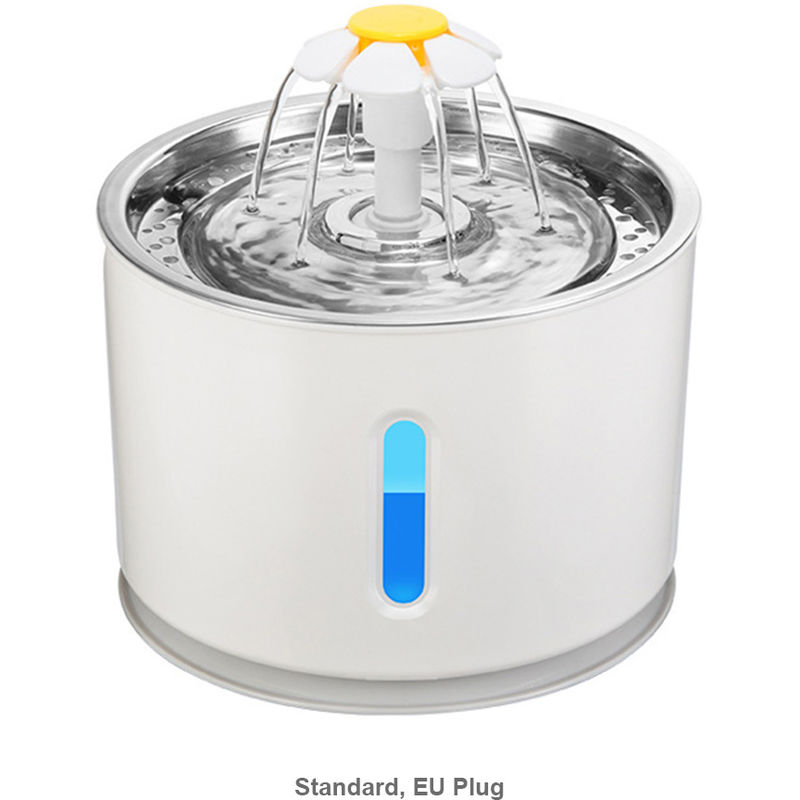 Intelligent disque en acier inoxydable Animaux Abreuvoir Penurie d'eau auto-energie Off avec lampe de nuit, la version standard, gris