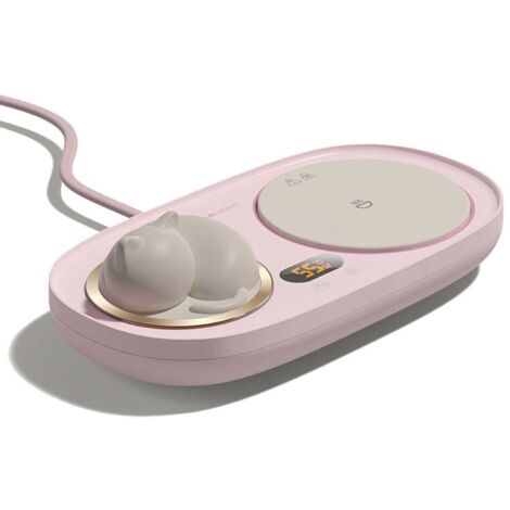 Intelligent Mug Warmer Coaster 55 Degrees Celsius Constant Temperature Cup Heating Mat Pad for Working Pink