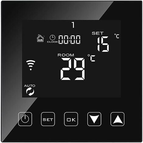 BEIJIYI Intelligent Thermostat WiFi Connecté pour Chaudiere/Chauffage au Sol à Eau 3A Filaire Alexa/Google Assistant/Tuya Smart Life APP Compatible, Thermostats d'ambiance Programmable Chaudière Noir