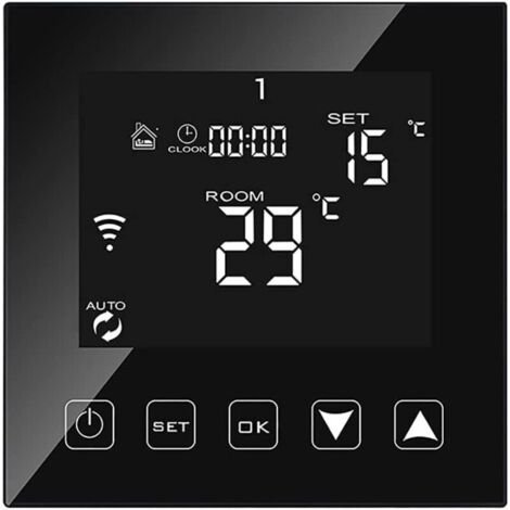 Intelligent Thermostat WiFi Connecté pour Chaudiere/Chauffage au Sol à Eau 3A Filaire Alexa/Google Assistant/Tuya Smart Life APP Compatible, Thermostats d'ambiance Programmable Chaudière Noir