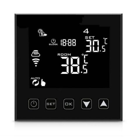 Intelligent Thermostat WiFi Connecté pour Chaudiere/Chauffage au Sol à Eau Filaire Smart Life APP Compatible, Thermostats d'ambiance Programmable Chaudière Noir