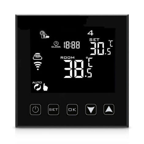 Intelligent Thermostat WiFi Connecté pour Chaudiere/Chauffage au Sol à Eau Filaire Smart Life APP Compatible, Thermostats d'ambiance Programmable Chaudière Noir