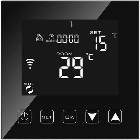 Intelligent Thermostat WiFi Connecté pour Chaudiere gaz/Eau 3A Filaire Alexa/Google Home/Tuya Smart Life APP Compatible, Thermostats d'ambiance Programmable Chaudière Murale Noir