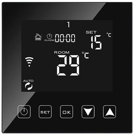 Intelligent Thermostat WiFi Connecté pour Chaudiere gaz/Eau 3A Filaire Alexa/Google Home/Tuya Smart Life APP Compatible, Thermostats d'ambiance Programmable Chaudière Murale Noir